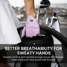 FINGER TEN Women Golf Glove Left Hand 1 Pack, All-Weather Non-Slip Grip Design For Driving Range Practice And Course Play, Comfortable Fit & Enhanced Control For Golfers - Purple - View 3