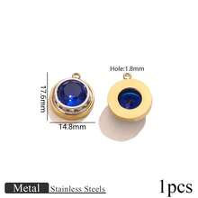 1 pieza Juego de joyería de collar con colgante y aretes de acero inoxidable con zafiro azul y cristal transparente, versátil y de moda, adecuado para mujeres - colgante - Ver 7