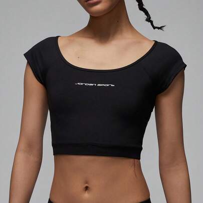 Jordan Women's AS W J SPT SS KNIT CROP TOP Short Sleeve T-Shirt Knitted Collarless Short