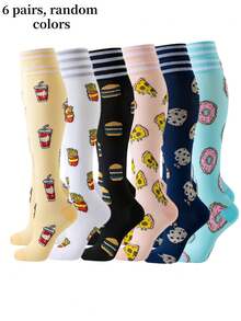 1/3/6 Pairs Unisex Compression Knee-High Socks, Breathable Design Suitable For Running, Cycling, Hiking, Football And Travel - Multicolor - View 4