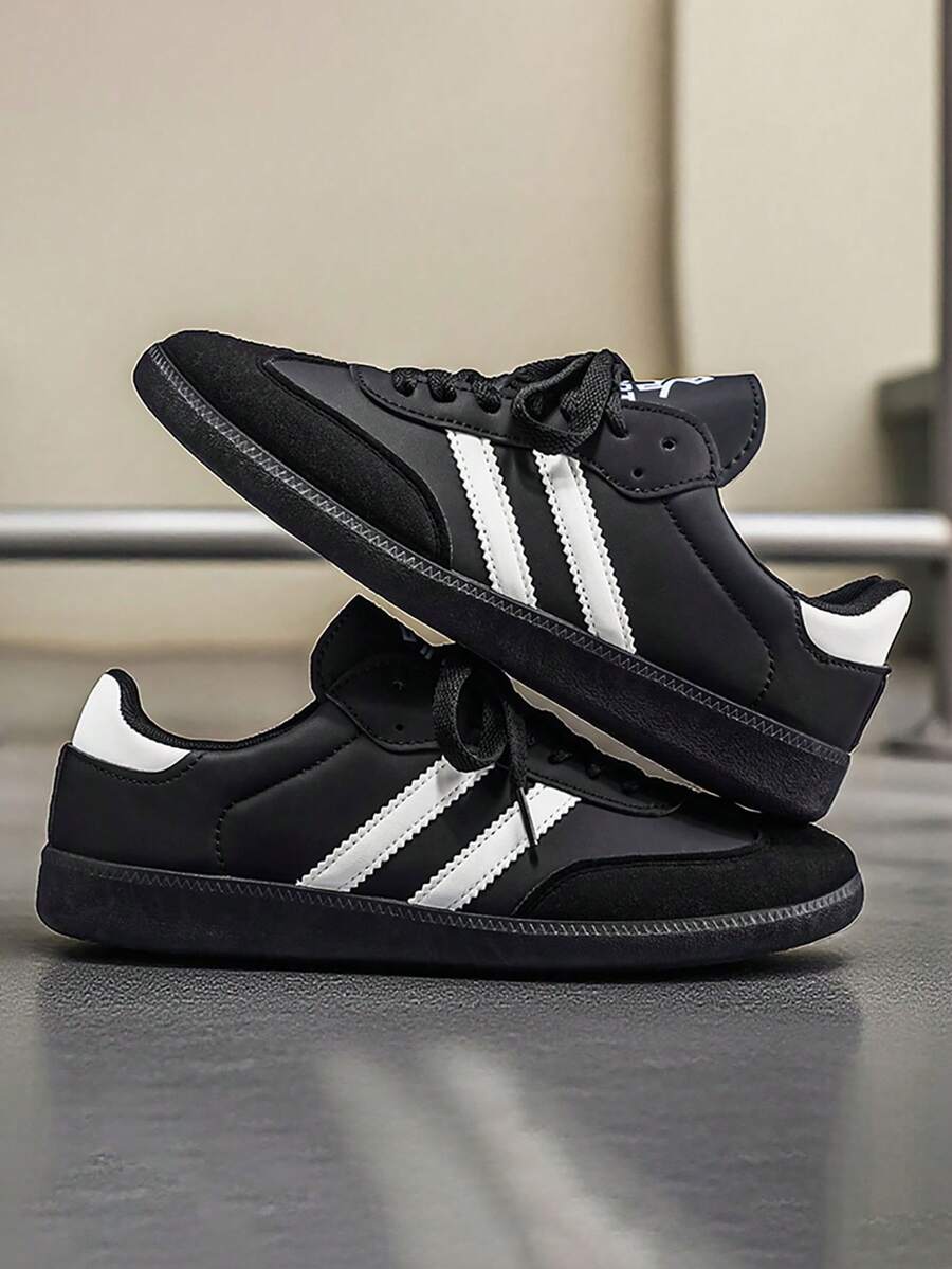 2026春季新款男士休闲经典黑白运动鞋，多功能轻便学生滑板鞋 - 黑色 - 查看 1