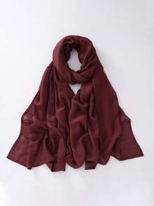 1pc Cotton Solid Color Scarf Shawl, Versatile Women's Beach Cover-Up, Lightweight & Soft, Classic Scarf/Shawl/Blanket, Large Size Suitable For Evening Dress Party, Travel, Office, Wedding - Multicolor - View 19