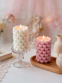 1个手工爱心泡泡圆柱香薰蜡烛 - 大豆蜡，香氛，手工制作，艺术摄影道具，室内装饰，母亲节礼物，生日礼物，放松身心，营造氛围 - 愛心圓柱蠟燭 - 查看 4