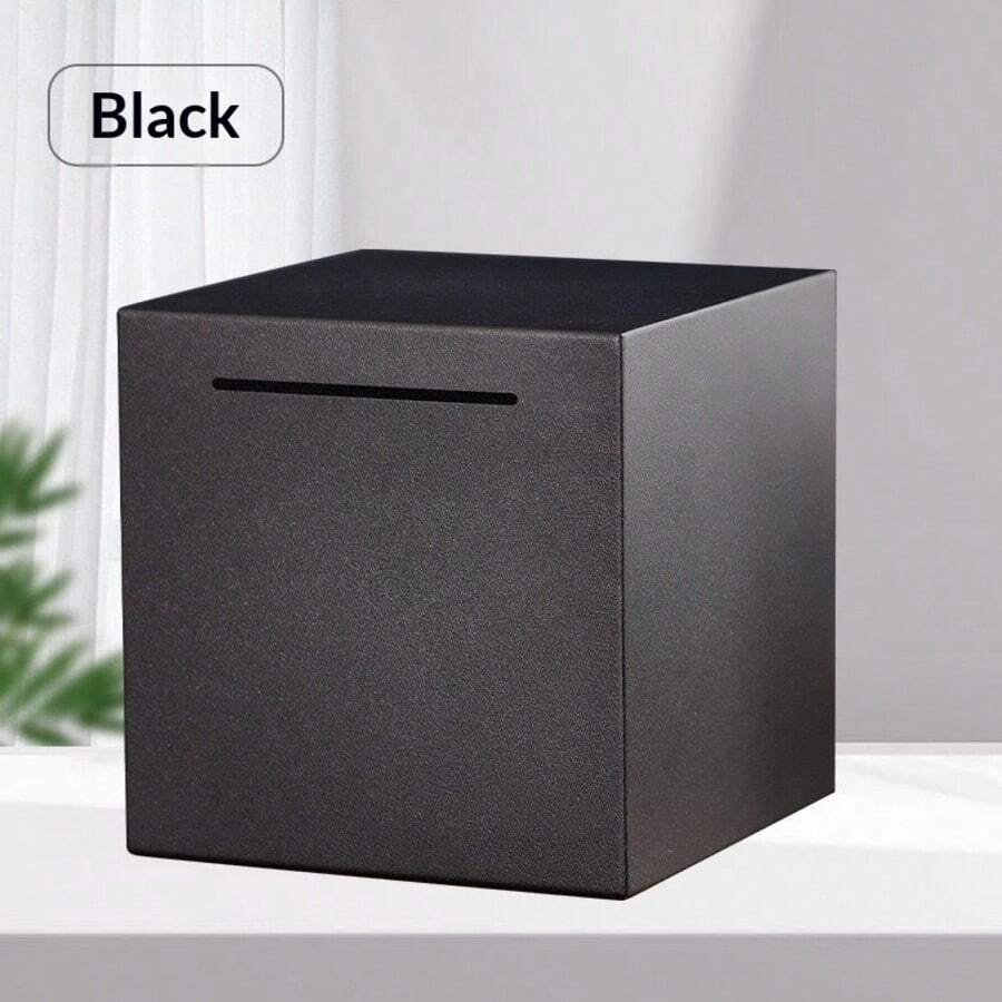 Unbreakable Stainless Steel Adult Piggy Bank, Must Break To Open, Sturdy Metal Coin Bank For Cash Savings (Black)