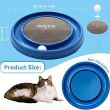 Cat Track Ball + Scratching Board Set, Interactive Puzzle Boredom Relief Toy, Indoor Cat Self-Entertainment Device, Suitable For Adult And Kitten Cats, Blue, With Spare Balls - View 11