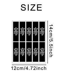 10pcs Modern Design Henna Small Pattern Temporary Tattoo Stickers, Suitable For Ramadan - Black and White - View 6