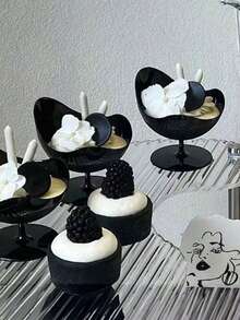 塑料冰淇淋杯、酸奶慕斯杯、黑布丁杯、创意黑色甜点杯、塑料冰淇淋杯 - 黑色 - 查看 8