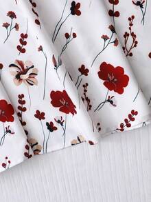 Bộ 2 món gồm áo ba lỗ dệt kim và chân váy ngắn in họa tiết dành cho tuổi teen, mùa xuân/hè. - Đỏ và trắng - Xem 4