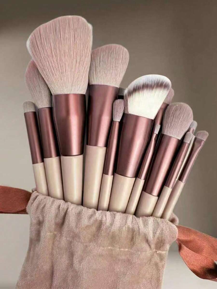 Bộ cọ trang điểm theo mùa 13 món màu xanh lá cây, bao gồm cọ má hồng, cọ phấn mắt, v.v. Bộ dụng cụ làm đẹp hoàn chỉnh, bộ cọ trang điểm chuyên nghiệp, phù hợp cho người mới bắt đầu. - màu nâu - Xem 1