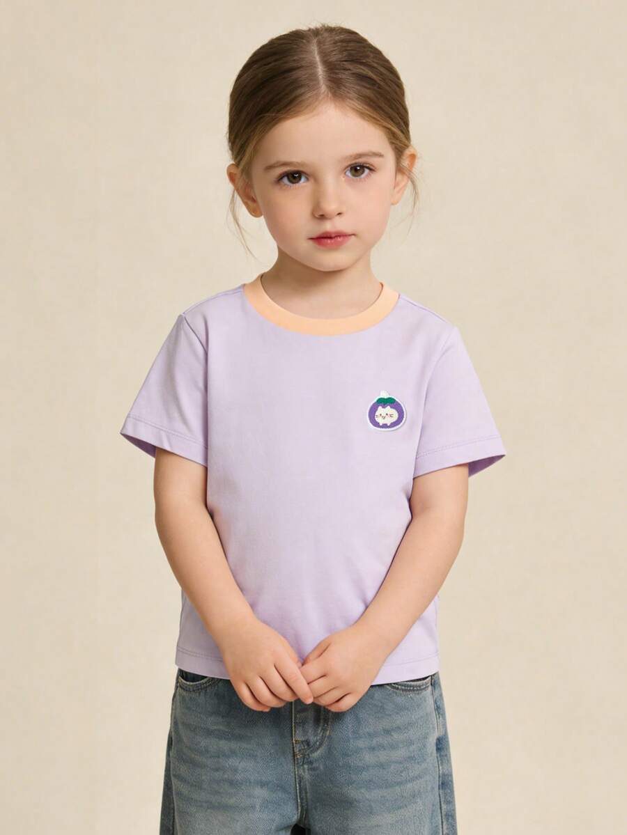 Balabala Unisex Short Sleeve T-Shirt, Classic Round Neck, Breathable Quick-Dry Fabric, Comfortable For Summer Wear - Pink Purple - View 1