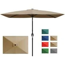Studyset Outdoor Patio Umbrella, Table Umbrella With Crank And Push Button Tilt, 10' X 6.5' Rectangular Patio Umbrella, Market Umbrella Sun Umbrella With 6 Sturdy Ribs Tilt For Garden, Deck, Lawn, Pool-No Lamp - 棕褐色 - 查看 2