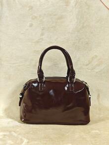 Túi xách sang trọng bằng da PU mềm màu trơn mới năm 2025, túi tote thời trang retro dùng hàng ngày và quà tặng ngày lễ dành cho nữ. - Cà phê nâu - Xem 5