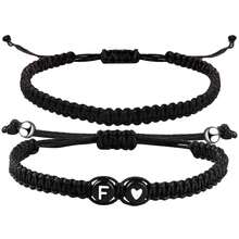 2件套黑白心形26字母编织手链，简约百搭爱心手链套装 - 黑色 - 查看 24