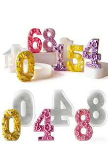 This Silicone Digital Candle Mold Set Includes 0-9 Numbers, Multi-Functional, Reusable, And Easy To Demold. Suitable For DIY Epoxy Resin, Birthday Candles, And Handicrafts. - Birthday Number Candle Mold - View 3