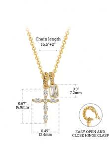 rundraw Dây chuyền thánh giá vàng cho nữ: Mặt dây chuyền thánh giá nhỏ nhắn mạ vàng 14K không bị xỉn màu, trang sức thánh giá tượng trưng cho đức tin, quà tặng tôn giáo trang nhã. - Vàng - Xem 5