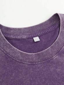 Vintage Washed T-Shirt Double Sided Printed (230 Pure Cotton T-Shirt) God Is Working It All Out Romans Graphic, Comfortable, Fashionable T-Shirt, Street Style Cotton Tee - 紫色 - 查看 3