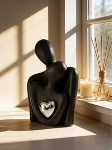 1件心形抽象艺术摆件，情侣拥抱造型，适用于家居、卧室、办公室、学生空间，是春季、圣诞节、婚礼、家居装饰、珠宝收纳、派对装饰的理想礼物 - 愛心親吻 - 查看 4