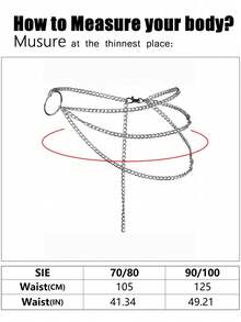 1 chiếc dây đeo eo 4 sợi màu bạc gợi cảm dành cho nữ, thích hợp để đeo hàng ngày với quần jeans và váy. - Bạc - Xem 5