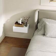 Floating Bedside Table Wall-Mounted Nightstand With Storage Drawer Small Side End Table For Bedroom White - White - View 8