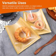 100pcs/Pack Window Heat Seal Cookie Packaging Bags, 7.1"X7.5" Baking Snack Bags Grease-Proof Kraft Paper Bags With Window, Suitable For Gifts, Donuts, Bread, Sandwiches - Multicolor - View 7