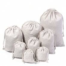 5/10 pièces/Paquet Sacs à cordon en lin, Pochettes en lin de couleur unie simple de tailles multiples pour bijoux, cosmétiques, jouets, décorations, stockage anti-poussière - sac en lin - Voir 9