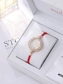 1pc Elegant Quartz Watch And Jewelry Accessory Set, Featuring A Stylish Round Women's Wristwatch And Rhinestone Bracelet. - Multicolor - View 6