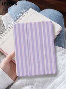 薰衣草条纹图案平板电脑保护套，带笔槽，防震，三折支架，兼容10.2英寸、11英寸（2021/2020/第十代）、（A16）11英寸（第十一代，2025/2025）、第八/第九/第十代、Galaxy Tab A8 10.5英寸（2022）、Matepad 10.4英寸/Tab，支持睡眠/唤醒功能，浪漫个性化礼物 - 彩色 - 查看 4