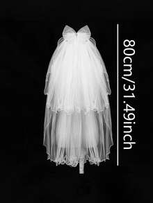 1 Peça Acessório de Vestido de Noiva Estilo Princesa, Clipe de Cabelo Decorativo com Laço Duplo Feito à Mão, Acessório de Véu de Casamento - Multicolorido - Visão 7