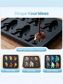 2026款大脚怪冰格，易脱模，可放入洗碗机清洗，可重复使用的6格硅胶冰模，适合威士忌派对和自制饮品，趣味十足。 - 彩色 - 查看 4