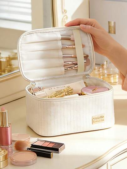 Large Capacity Travel Makeup Bag, Portable Organizer Pouch, Cosmetic Storage Bag, Toiletry Bag For Travel, Outdoor, Makeup Tools Organizer