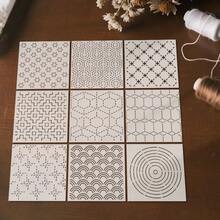 9件套可重复使用的PET刺绣模板，DIY几何线条缝纫图案模板 - mb-1套 - 查看 1