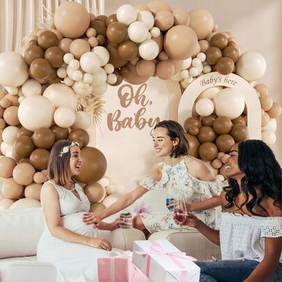 107 pezzi Kit arco di ghirlanda di palloncini neutri, palloncini da 5, 10, 12, 18 pollici in marrone, beige, nudo, color talpa per decorazioni di feste di compleanno, festa di nascità neutri con orsacchiotto