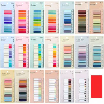 6张/8张/20张装多色透明纸卡便签，每卡200张 - 色彩鲜艳的办公学习日历标记、文件整理器、笔记本标签、实用书签