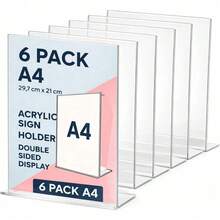 6-Piece A4/A5 Acrylic L-Shaped Display Stand, Transparent And Durable Desktop Menu Poster Stand, Restaurant Office File Photo Display Assistant - 6pcs - View 10