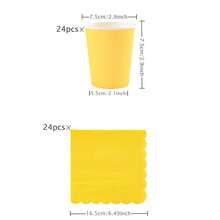 Yellow Flower Petal Disposable Tableware Set, Including 7/9 Inch Paper Plates, Paper Cups, Paper Napkins, Suitable For Birthday Party, Holiday Party, Picnic, Celebration, Wedding Tea Party, Graduation Ceremony Disposable Party Supplies - Yellow - View 15