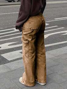 NVFelix 2026 New High Waist Loose Wide Leg Jeans For Women, Street Style Brown - Brown - View 2