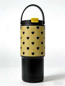 750ML Insulated Water Bottle With 316 Stainless Steel, Portable Handheld Travel Cup With Silicone Cartoon Pendant & Leakproof Lid, Cherry/Heart/Leopard Print For Women & Girls - Multicolor - View 11