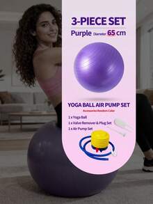 健身球、瑜伽球、孕妇球、分娩球、大型健身球、瑞士球、大型瑜伽球、瑜伽、普拉提和健身球 - 家用健身房和办公椅稳定球，核心和平衡训练配件，物理治疗器材，配有快速充气泵，4 种尺寸：45 厘米/55 厘米/65 厘米/75 厘米，防爆防滑健身球，适合日常锻炼和瑜伽练习 - 紫色 - 查看 11