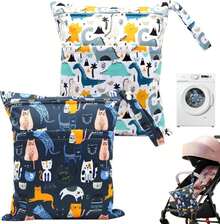 2 Bolsa Impermeable para Ropa Mojada,Bolsas para Paales Mojados y Secos,Bolsa para Ropa Mojada Natacion Reutilizables y Lavables,para Traje de Bao, de gimnasio, Guardería,Ropa Sucia - Blanco - Ver 1