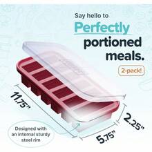 1/2 Cup Silicone Freezer Molds, Storing Soups, Sauces, Juices, Desserts, Smoothie Prep And More, Freezer Portion Molds For Meal Prepping - Cranberry - 2 - Pack - 蔓越莓 + 2 包裝 - 查看 2