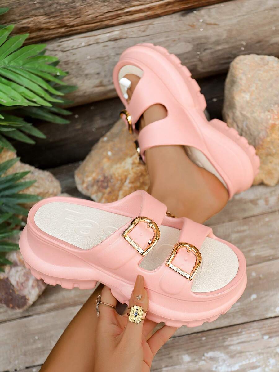FZY New Spring/Summer Women's Wedge Platform Sandals, Featuring Popular And Out-Of-Stock Styles Including Women's Wide-Leg Pumps, Mid-Calf Boots, And Casual Sneakers. Incorporating Trending Elements From Elegant Women's Shoes, Boots, And Ankle Boots, Including Popular Styles Like Sandals, Heels, And Boots. Also Includes Trending Items For St. Patrick's Day And Yellow Heels. Pair With Other Popular Styles Like White Sandals, Black Heels, And Other Women's Sandals. Made With Comfortable Soft Soles, These Sandals Feature Both Wedge And Flat Designs, Suitable For Everyday Wear, Beach Vacations, And Parties. Available In Black, White, Pink, Purple, And More. The Wide Last Fits All Foot Shapes, Combining Millennial With Classic Retro Style, Making Them Essential And Versatile Footwear For Summer. - 粉色 - 查看 1