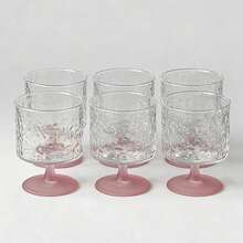 6 Stücke exquisite Tassen, Cocktailgläser, Vintage Gläser Kaltbrüh Tassen, Eiskaffee Tassen, Aperitifgläser, Saftgläser, einzigartige und schöne Tassen - Pink - Übersicht 14