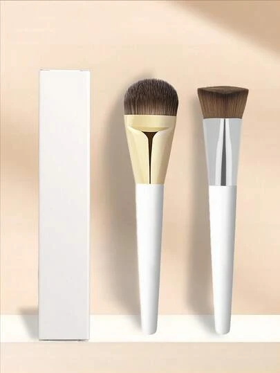 2pcs Makeup Brush Set, Suitable For Foundation, Powder, Concealer And Multi-Functional Kabuki Blending Brush, With Carrying Case, Ideal For Beginners