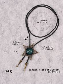 1件时尚百搭镂空五角星吊坠长项链，简约个性化黑黄树脂颈链，男女皆宜情侣礼物，日常配饰 - PU繩 - 查看 11