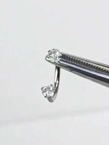 1PC C Shape Zironia Ear Piercing Screw CZ Stainless Steel Helix Piercing Cartilage Earring Ear Lobe Body Piercing 16G Ear Gauge - Bạc - Xem 5