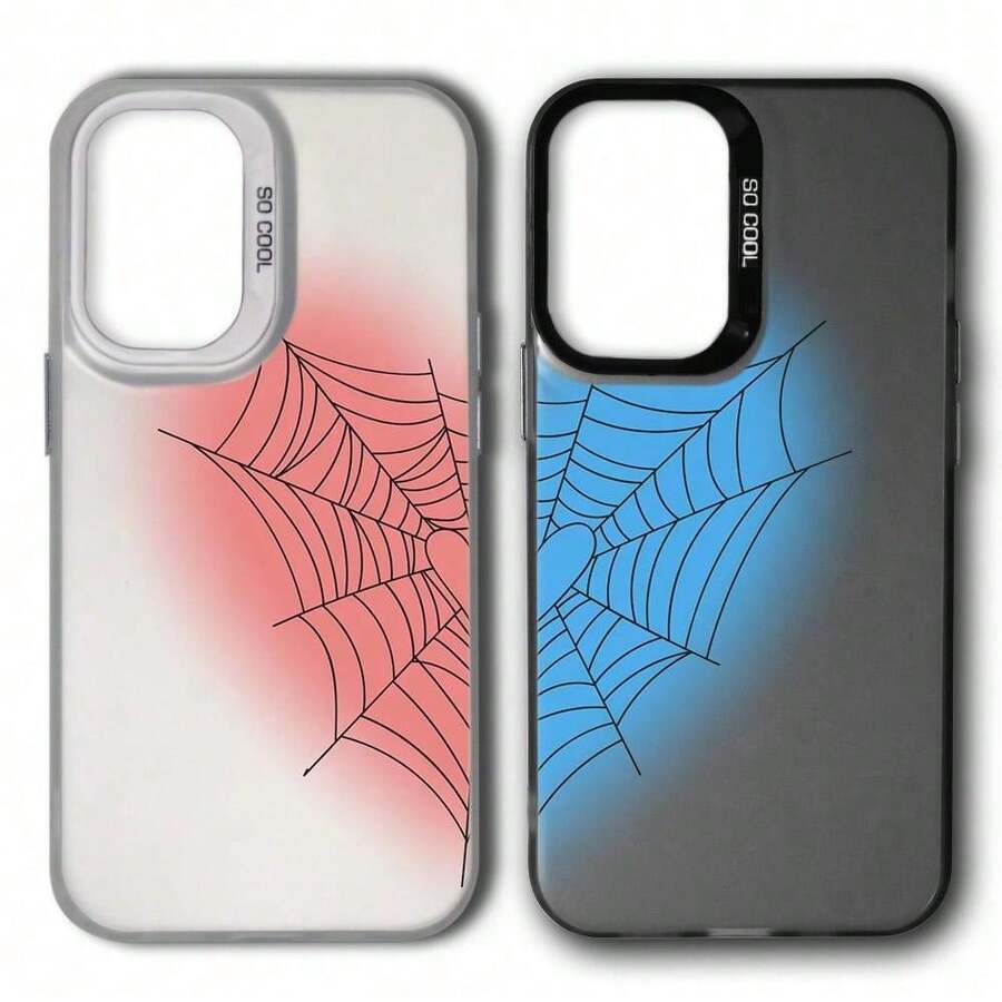 Love Spider Web Phone Cases For IPhone 17/16/15/14/13/12/11/Plus/Pro/Pro Max/17 Air And Galaxy S26/S25/S24 Plus/S23/S22/S21 UltraProtective Case - Shockproof Cover Couple Gift Protection Protector - 黑色 - 查看 1