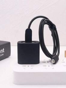 5 piezas Funda protectora de cable de datos de TPU negro a prueba de golpes con organizador de cable compatible con cable de cargador Apple 18W/20W, regalo de aniversario - Juego de 5 piezas en negro mate - Ver 2