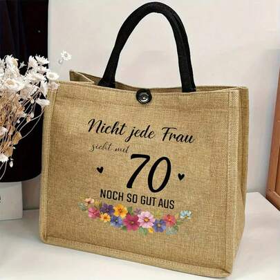 Bolsa de yute, bolsa de compras, bolsa de playa, bolsa de supermercado, regalo de cumpleaños para el 70 cumpleaños, Día de la Madre, regalo de boda, uso diario, viaje, compras