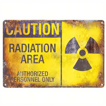 1pc Vintage Radiation Hazard Metal Sign - Ideal For Kitchen, Garage, Man Cave And Living Room Decor, Classic Wall Art, Easy To Hang 12X8 Iron Plate