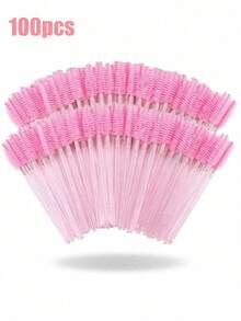 50/100/200支水晶粉色/黑色精致睫毛刷、眉刷、化妆刷套装，适用于睫毛嫁接修饰、眼影刷、螺旋刷等。 - 無色 - 查看 14